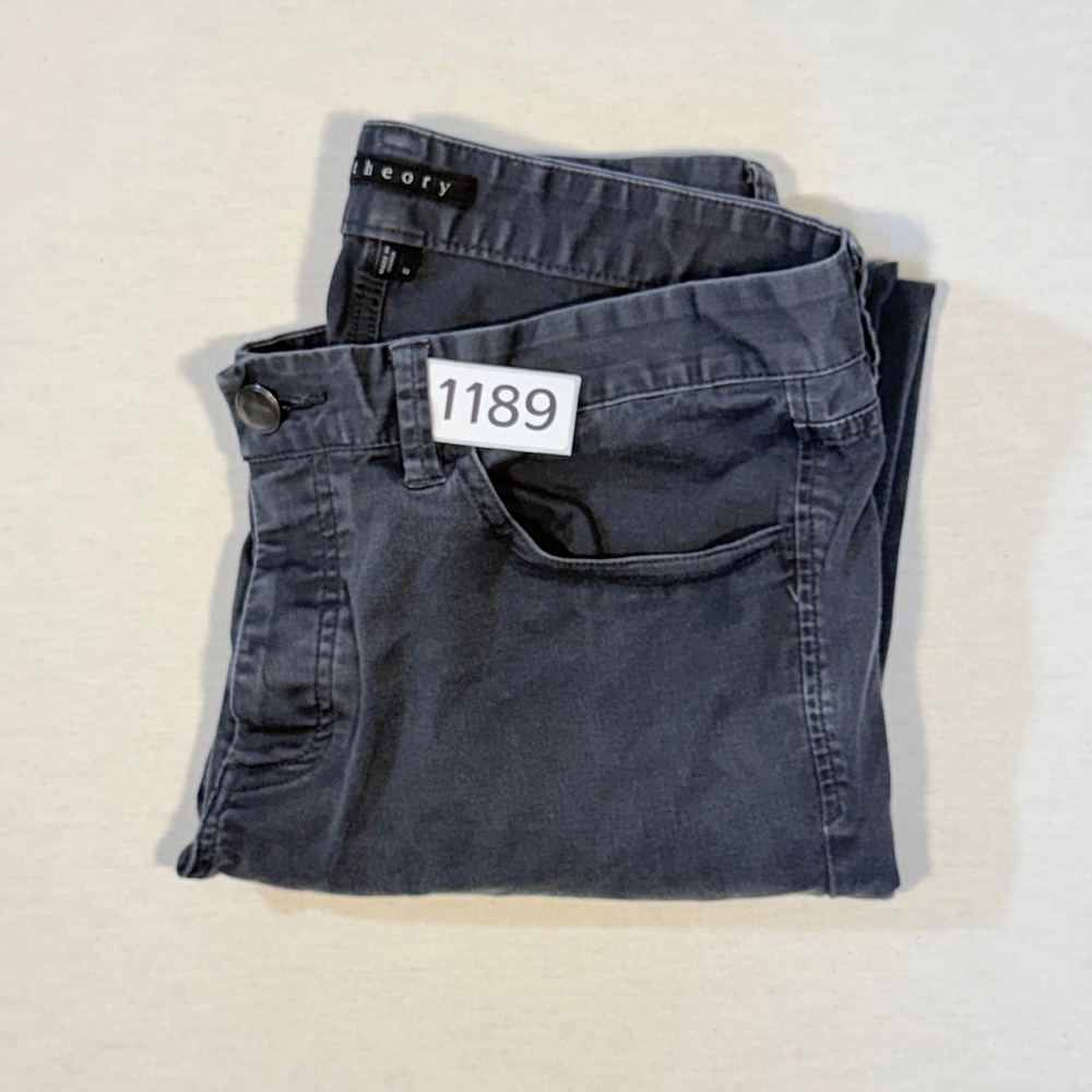Theory Haydin Writer Pants Mens 33 Dark Grey Slim Fit Stretch Cotton - Picture 8 of 8